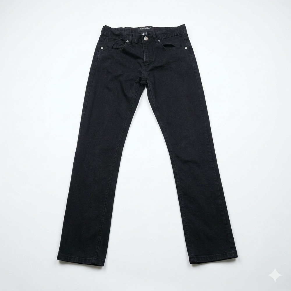 True Luck Jeans Mens 30x32 Black Slim Straight Stretch‎ Denim Pants Casual Solid